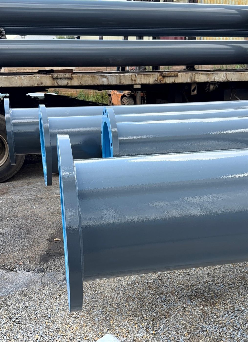 Fabricated pipe sections ready for handling and delivery